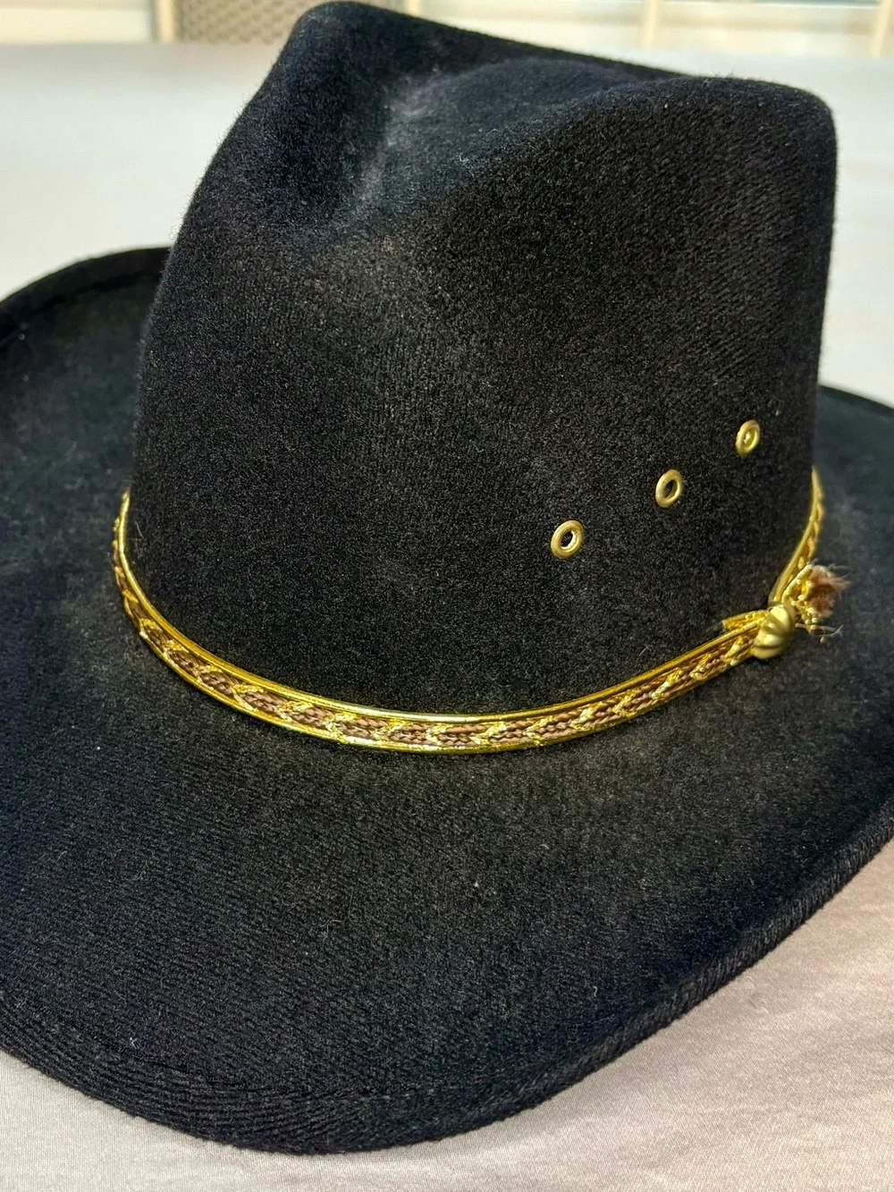 Western Express Black Felt Cowboy Hat Gold Band Youth Small Made in Mexico